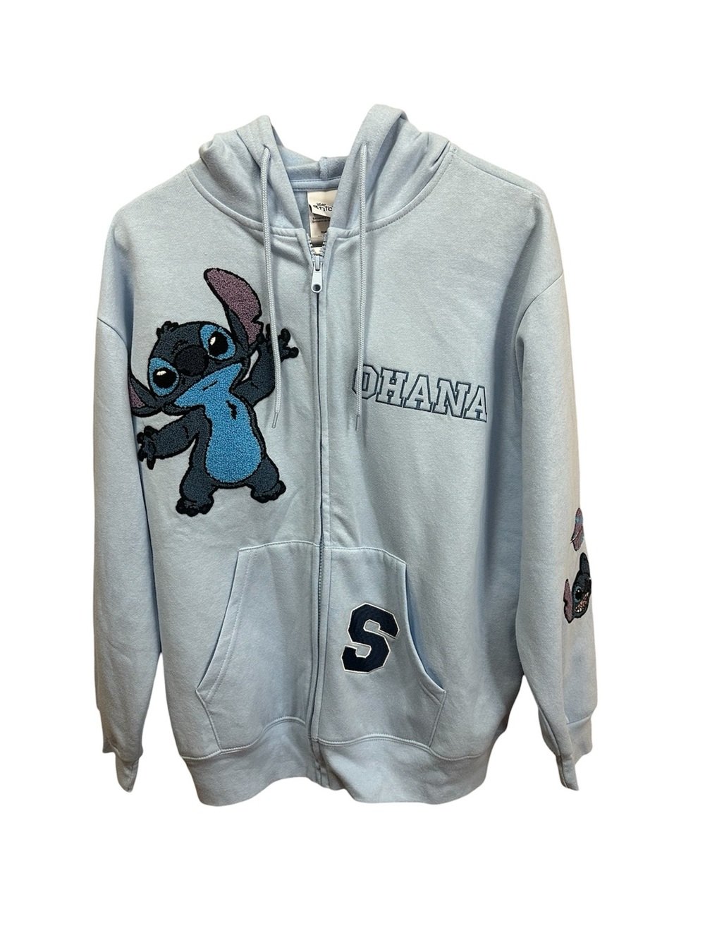 Disney Stitch Light Blue Zip Up Hoodie Large